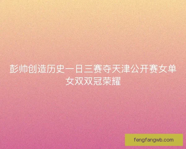 彭帅创造历史一日三赛夺天津公开赛女单女双双冠荣耀